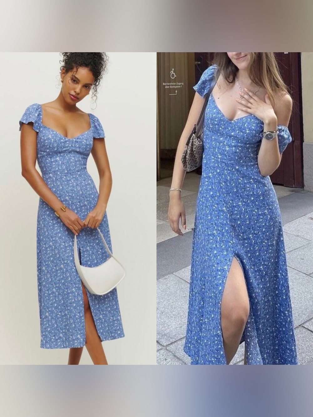 Reformation Baxley Floral Midi Dress Blue Size 4